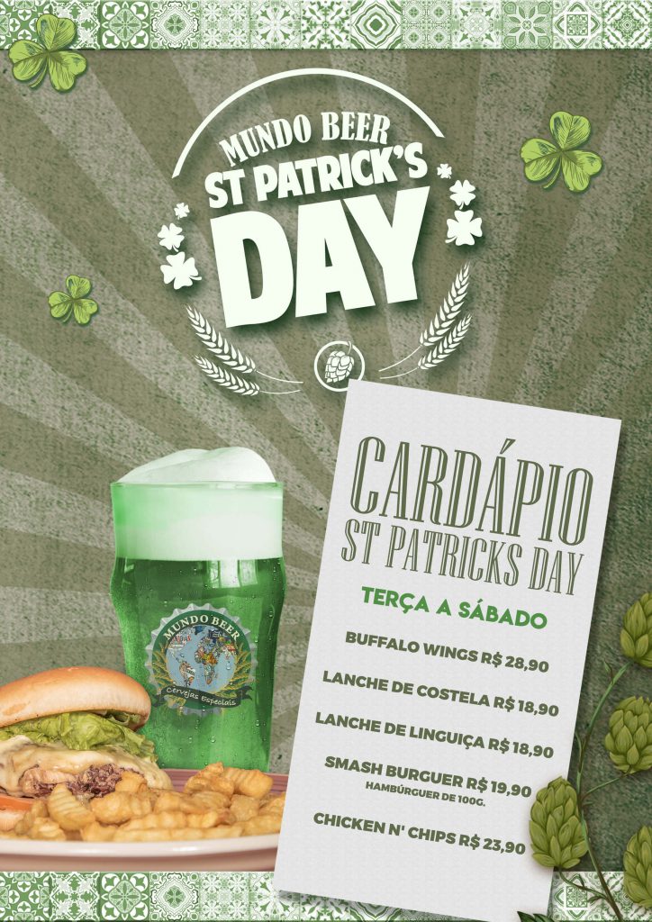 Saint Patrick’s Day Mundo Beer Cardápio